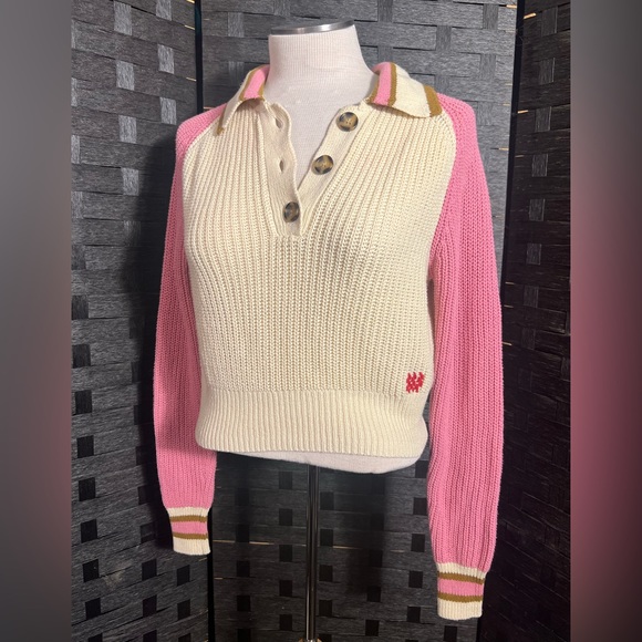 BDG Sweaters - BDG Pink and Tan Knit Sweater